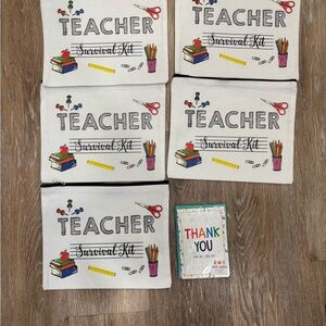 Teacher Appreciation Package! Teacher Survival Kit Canvas Pouches (5); Notecards